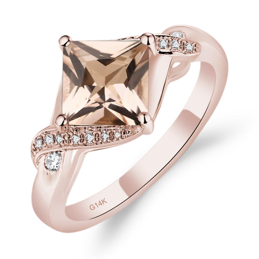 Morganite Kite Set Princess Cut Ring - LUO Jewelry #metal_14k rose gold