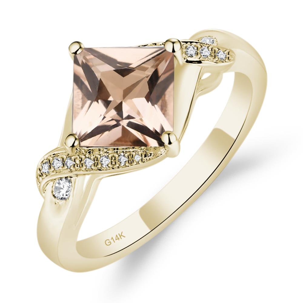 Morganite Kite Set Princess Cut Ring - LUO Jewelry #metal_14k yellow gold