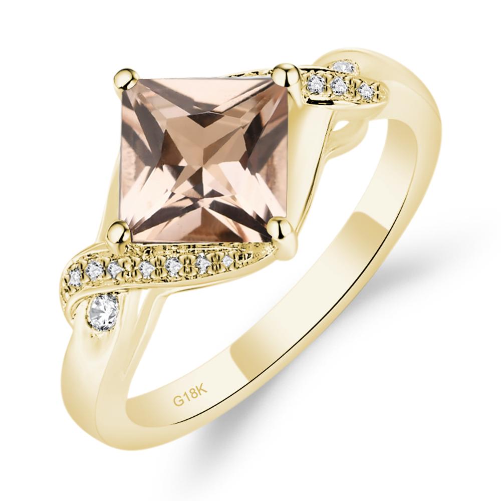 Morganite Kite Set Princess Cut Ring - LUO Jewelry #metal_18k yellow gold