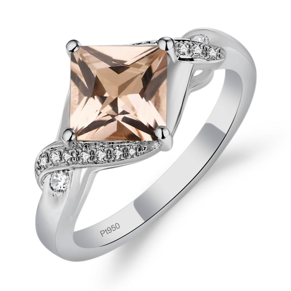 Morganite Kite Set Princess Cut Ring - LUO Jewelry #metal_platinum