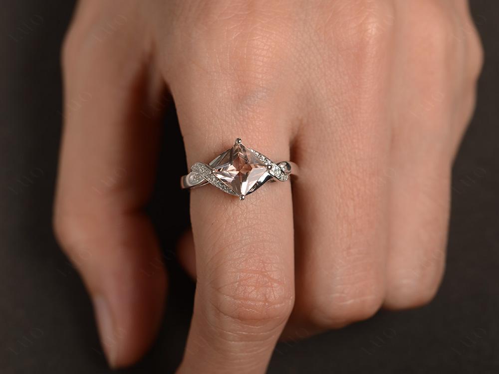 Morganite Kite Set Princess Cut Ring - LUO Jewelry