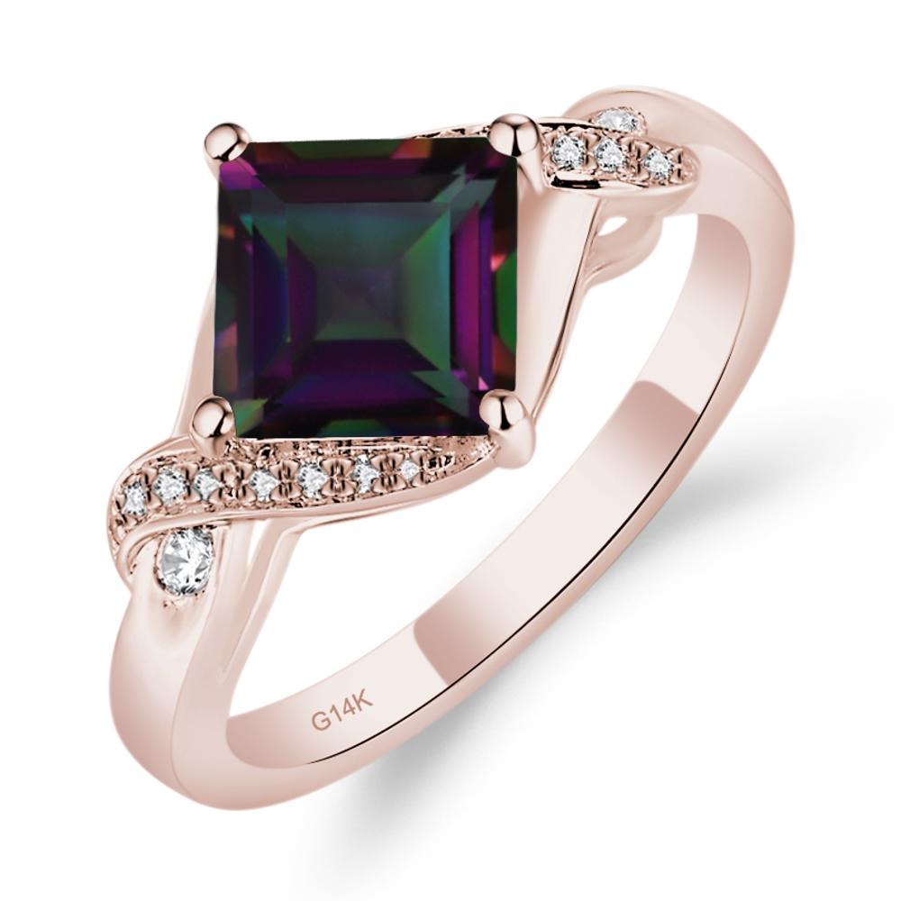 Mystic Topaz Kite Set Princess Cut Ring - LUO Jewelry #metal_14k rose gold