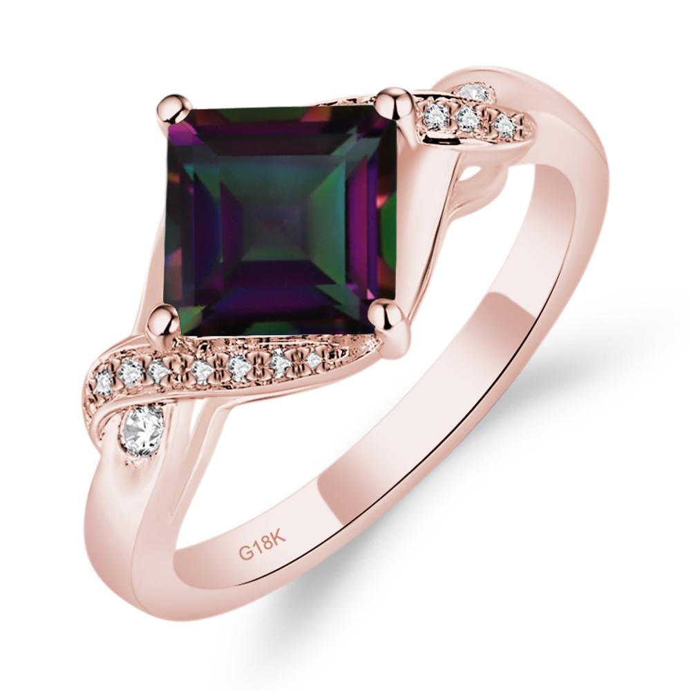 Mystic Topaz Kite Set Princess Cut Ring - LUO Jewelry #metal_18k rose gold