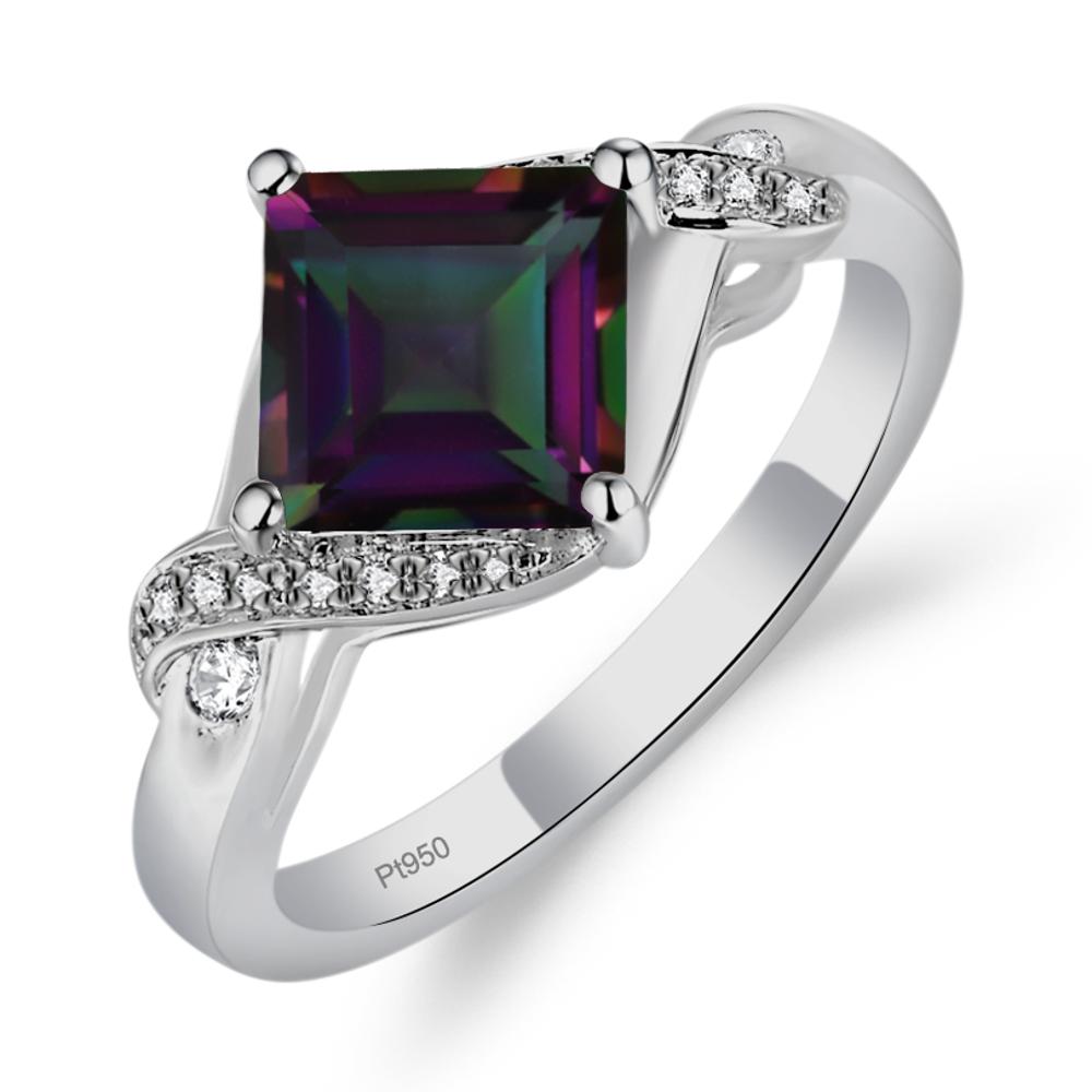 Mystic Topaz Kite Set Princess Cut Ring - LUO Jewelry #metal_platinum