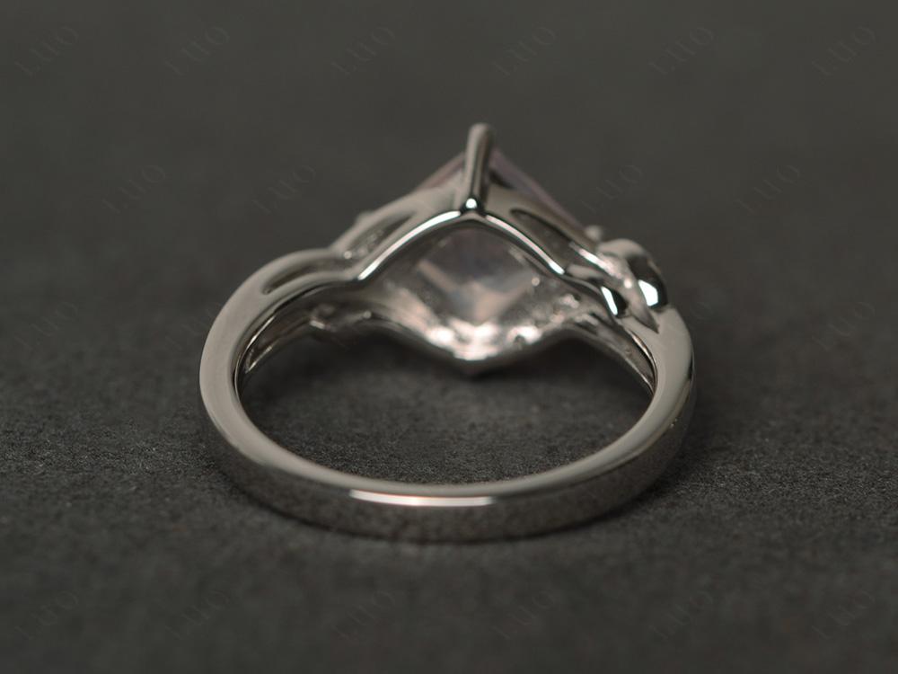Rose Quartz Kite Set Princess Cut Ring - LUO Jewelry
