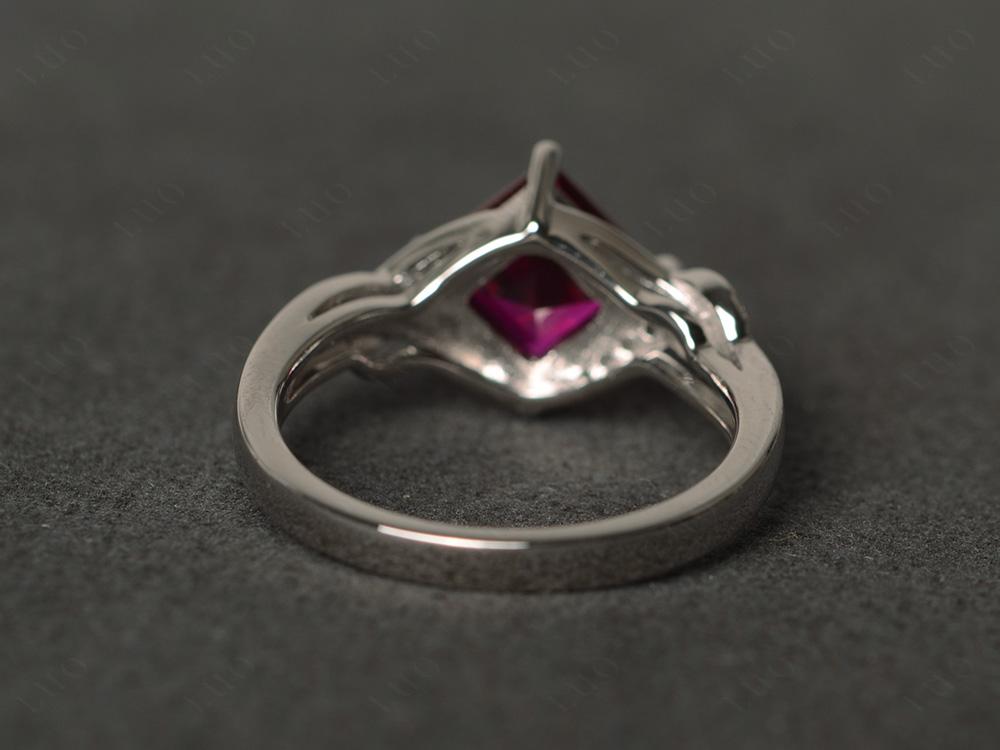Lab Created Ruby Kite Set Square Cut Ring - LUO Jewelry