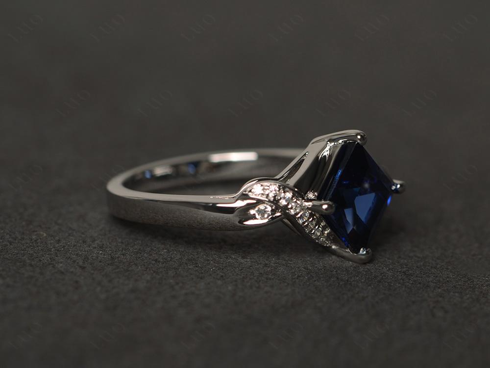 Sapphire Kite Set Square Cut Ring - LUO Jewelry
