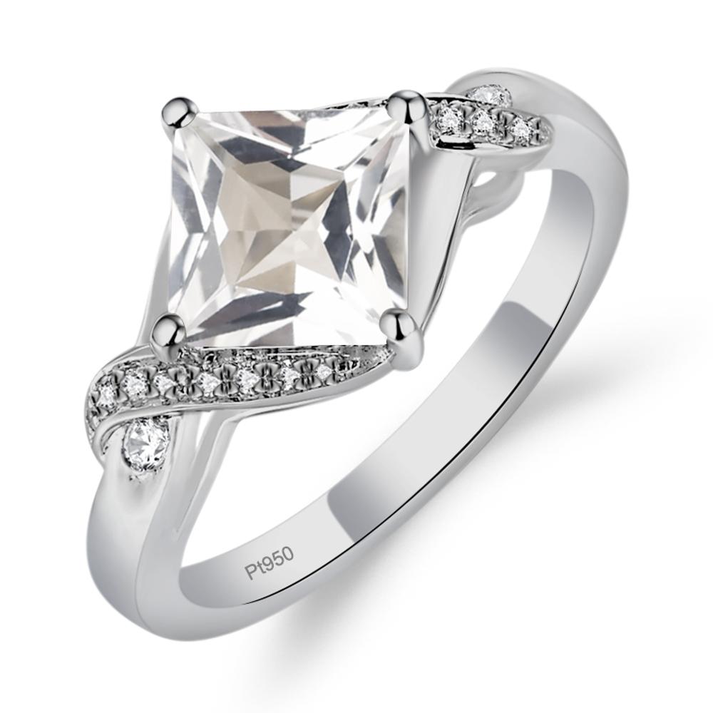 White Topaz Kite Set Princess Cut Ring - LUO Jewelry #metal_platinum