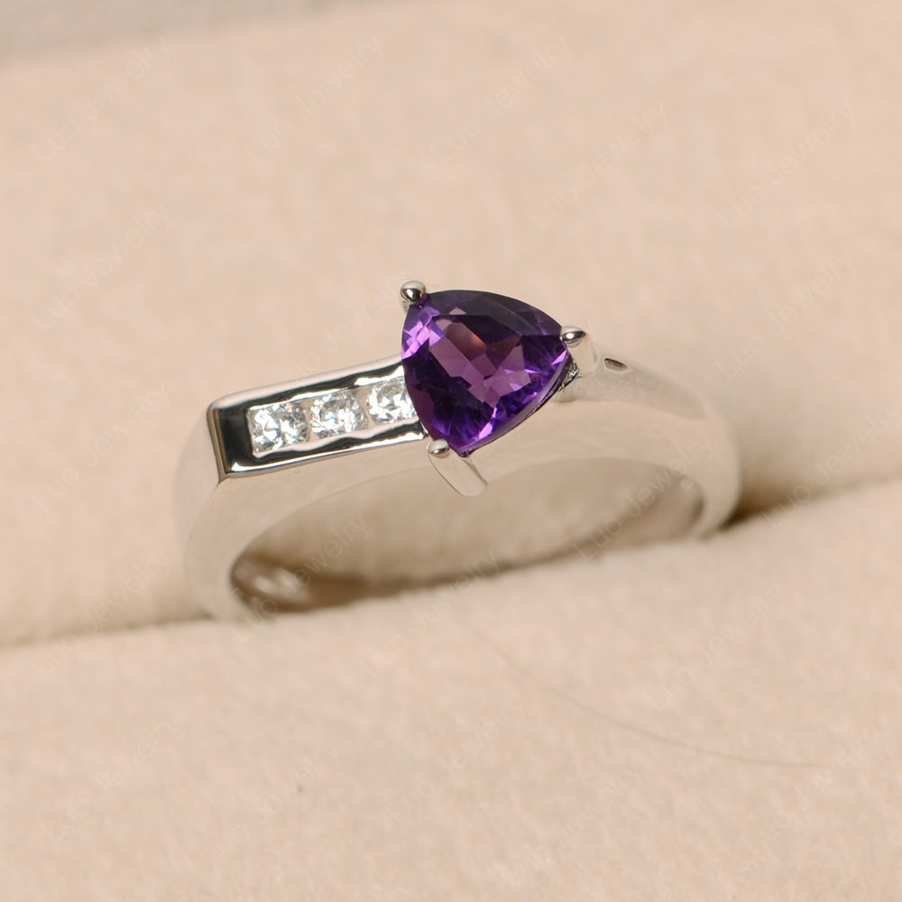 Dainty Arrow Amethyst Promise Ring For Girls - LUO Jewelry