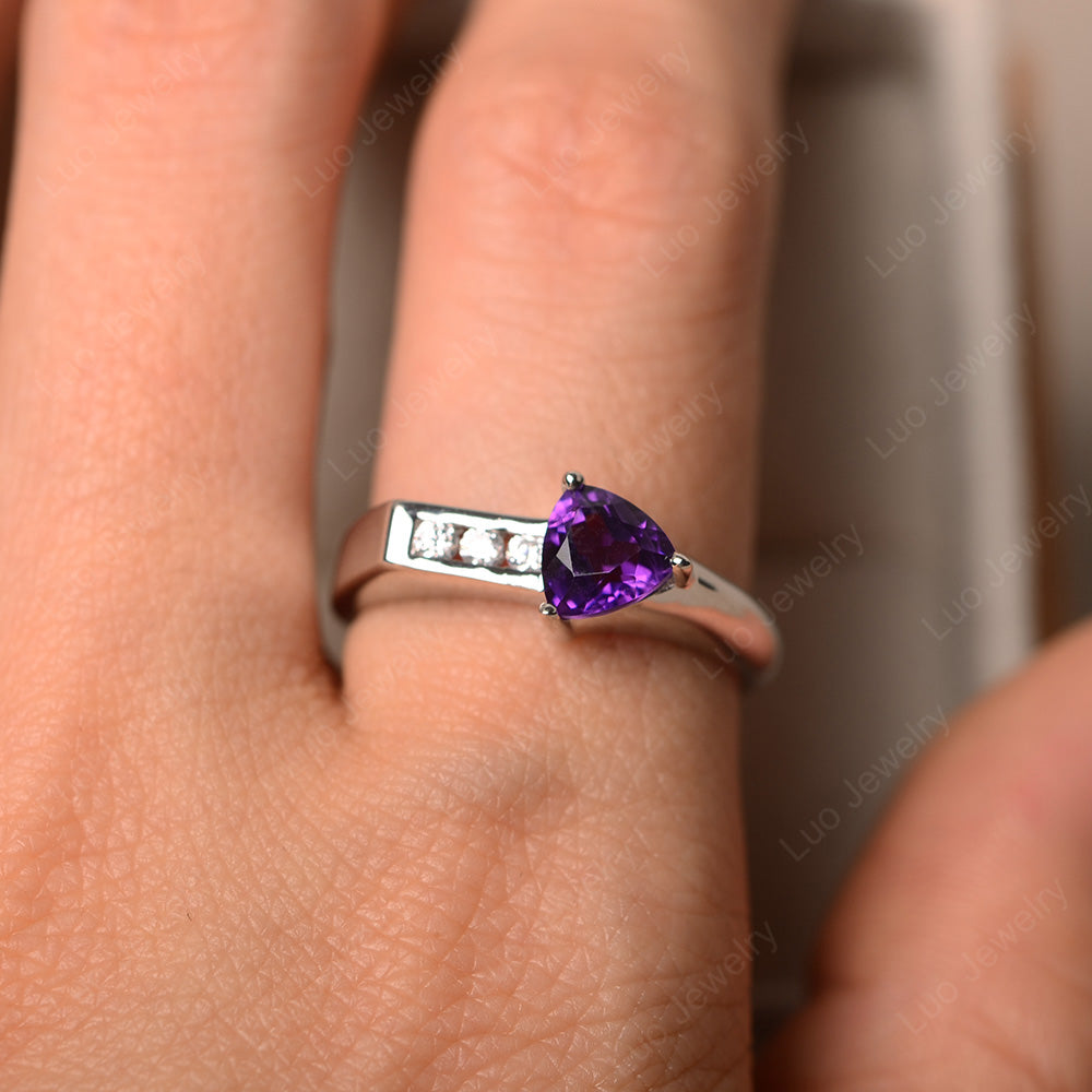 Dainty Arrow Amethyst Promise Ring For Girls - LUO Jewelry