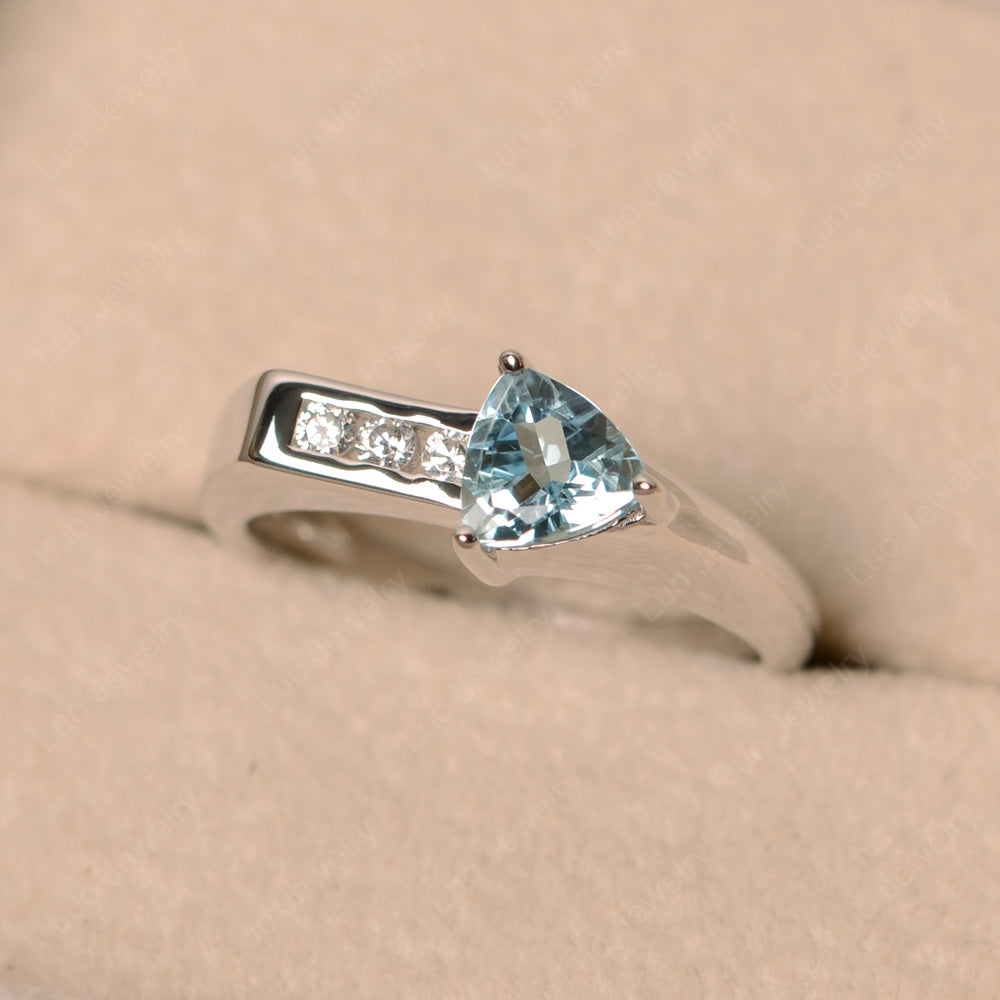 Dainty Arrow Aquamarine Promise Ring For Girls - LUO Jewelry