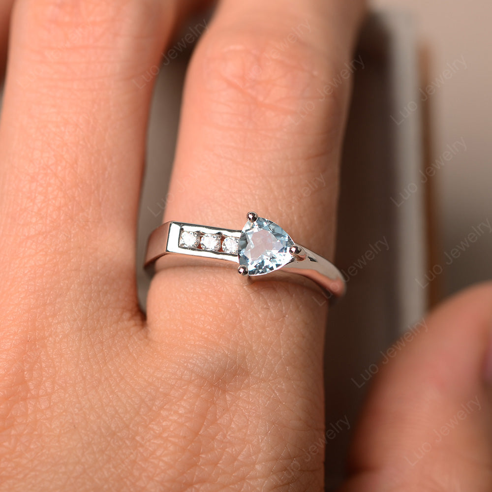 Dainty Arrow Aquamarine Promise Ring For Girls - LUO Jewelry