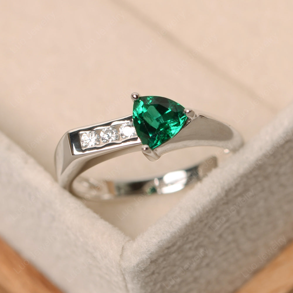 Dainty Arrow Lab Emerald Promise Ring For Girls - LUO Jewelry
