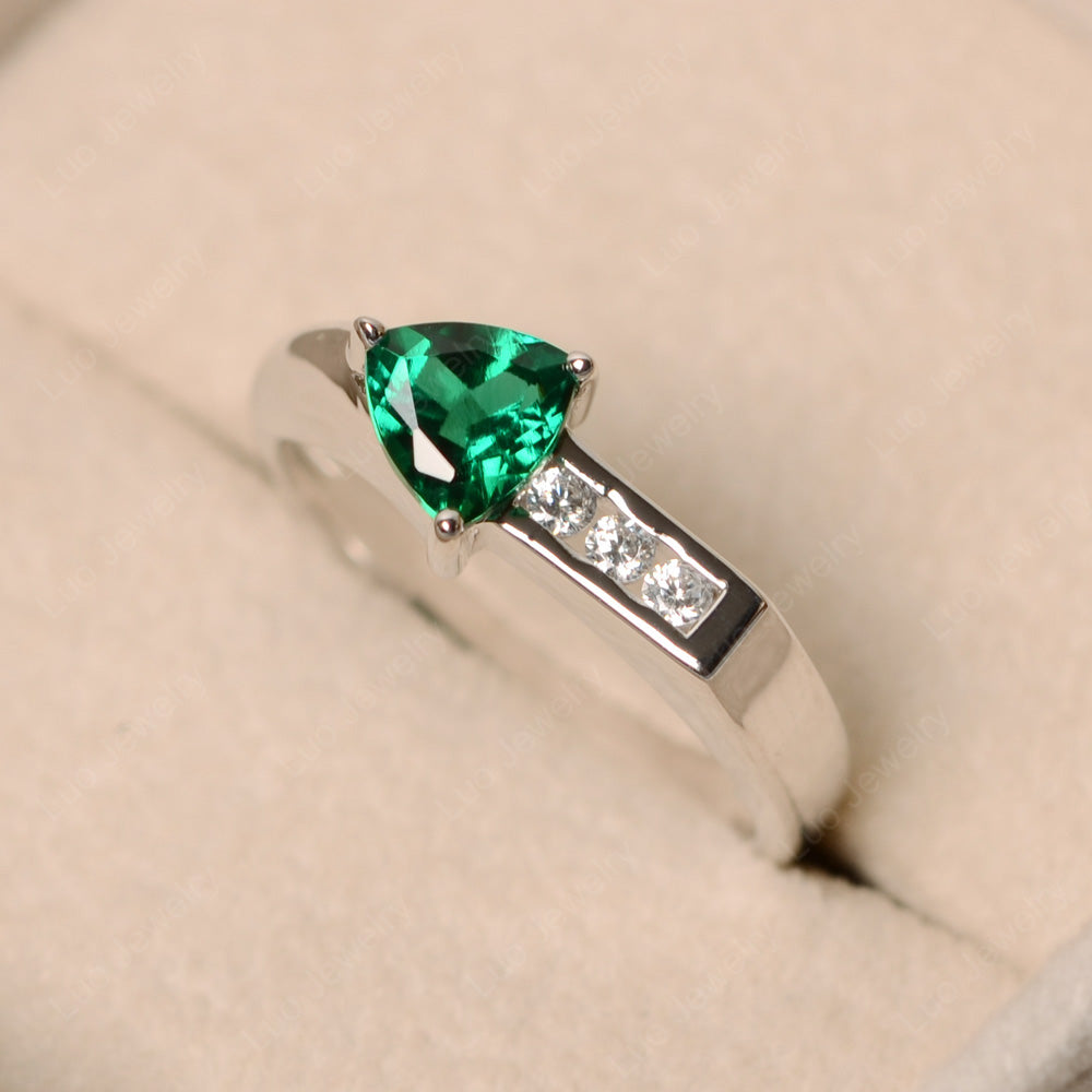 Dainty Arrow Lab Emerald Promise Ring For Girls - LUO Jewelry