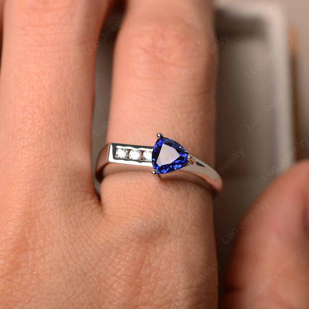 Dainty Arrow Lab Sapphire Promise Ring For Girls - LUO Jewelry