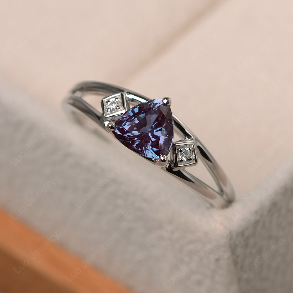 Trillion Cut Alexandrite Engagement Ring - LUO Jewelry