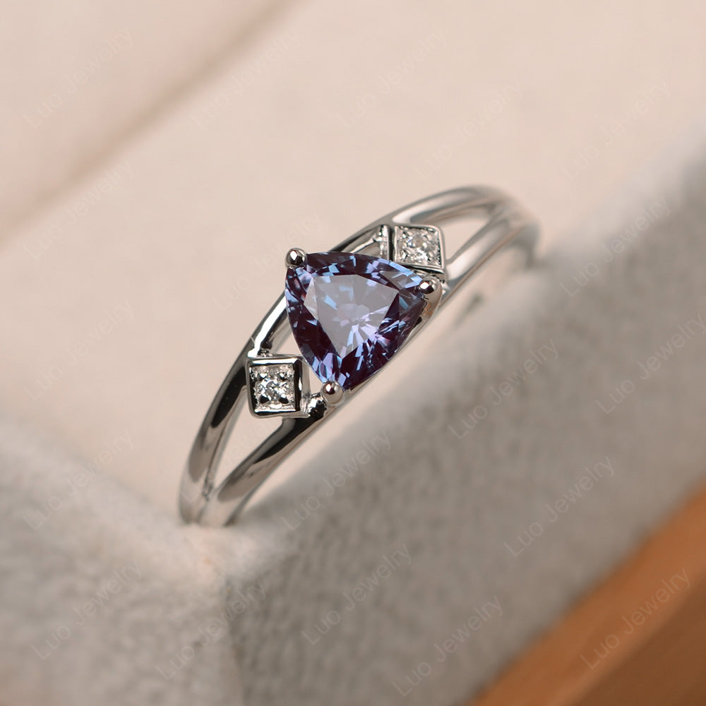 Trillion Cut Alexandrite Engagement Ring - LUO Jewelry