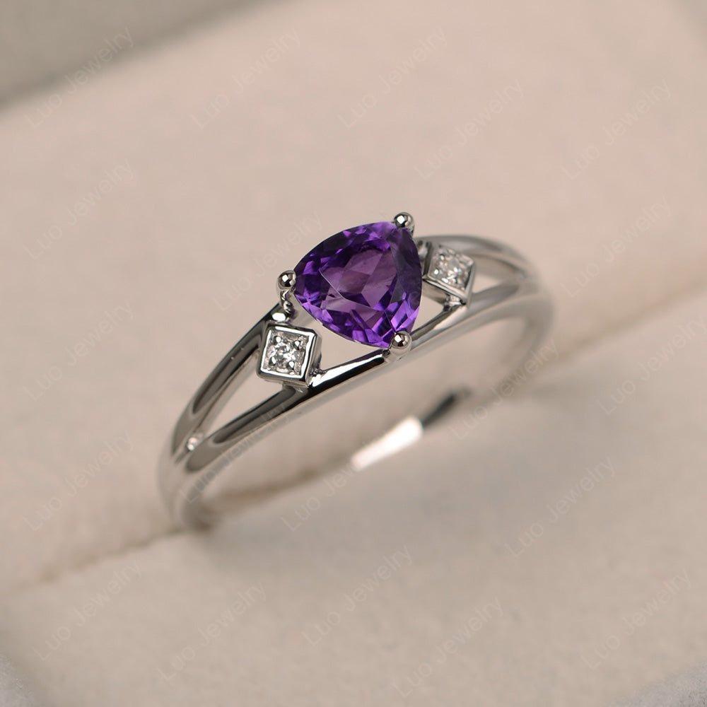 Trillion Cut Amethyst Engagement Ring - LUO Jewelry