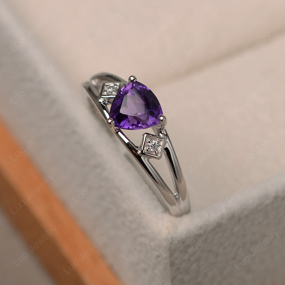 Trillion Cut Amethyst Engagement Ring - LUO Jewelry