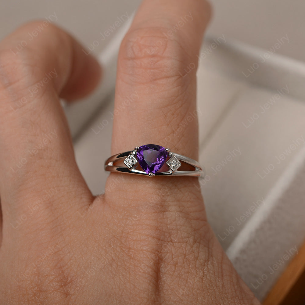 Trillion Cut Amethyst Engagement Ring - LUO Jewelry