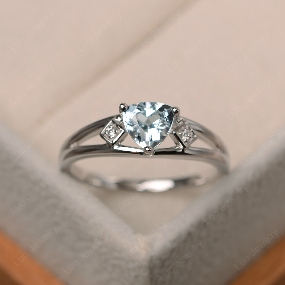 Trillion Cut Aquamarine Engagement Ring - LUO Jewelry