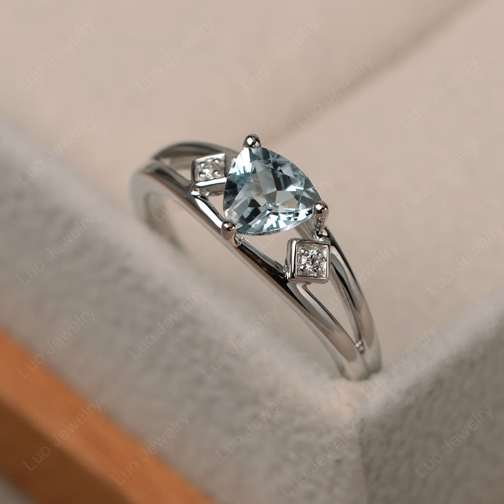 Trillion Cut Aquamarine Engagement Ring - LUO Jewelry