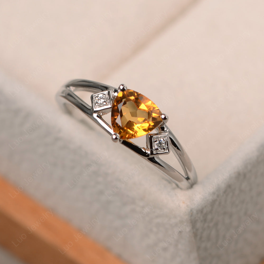 Trillion Cut Citrine Engagement Ring - LUO Jewelry