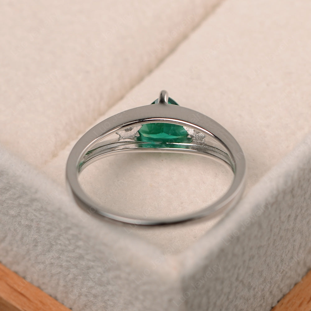 Trillion Cut Lab Emerald Engagement Ring - LUO Jewelry
