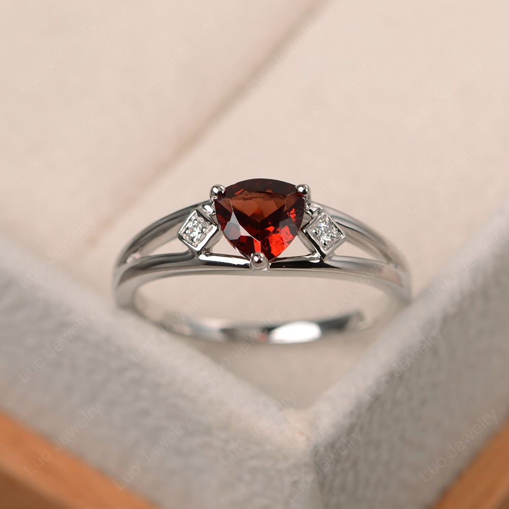 Trillion Cut Garnet Engagement Ring - LUO Jewelry