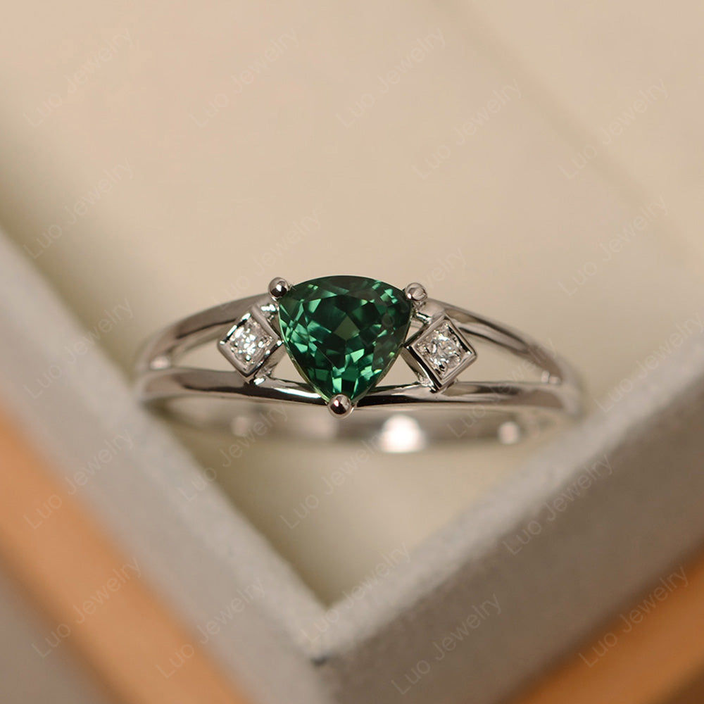 Trillion Cut Green Sapphire Engagement Ring - LUO Jewelry