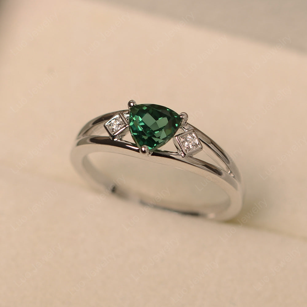 Trillion Cut Green Sapphire Engagement Ring - LUO Jewelry