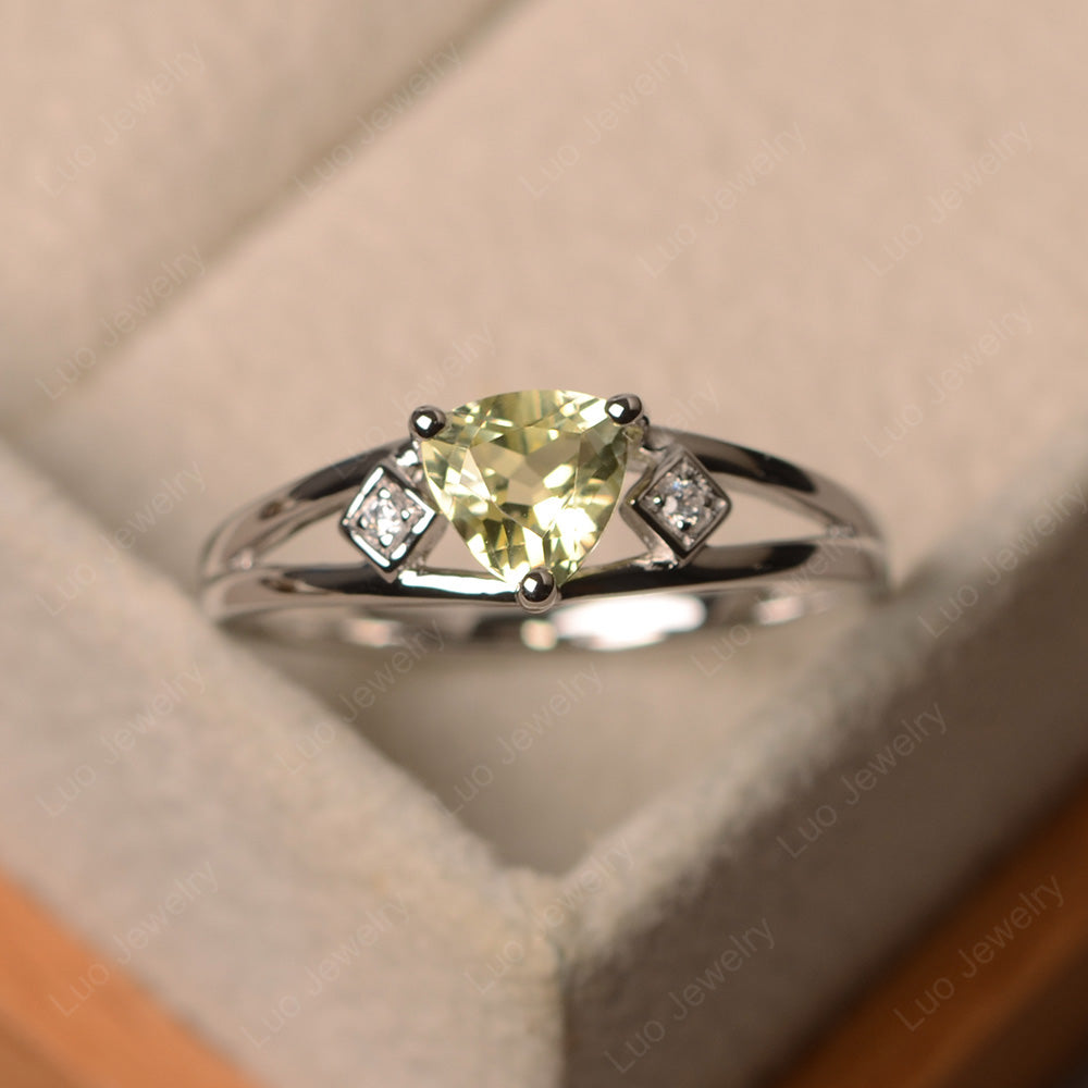Trillion Cut Lemon Quartz Engagement Ring - LUO Jewelry
