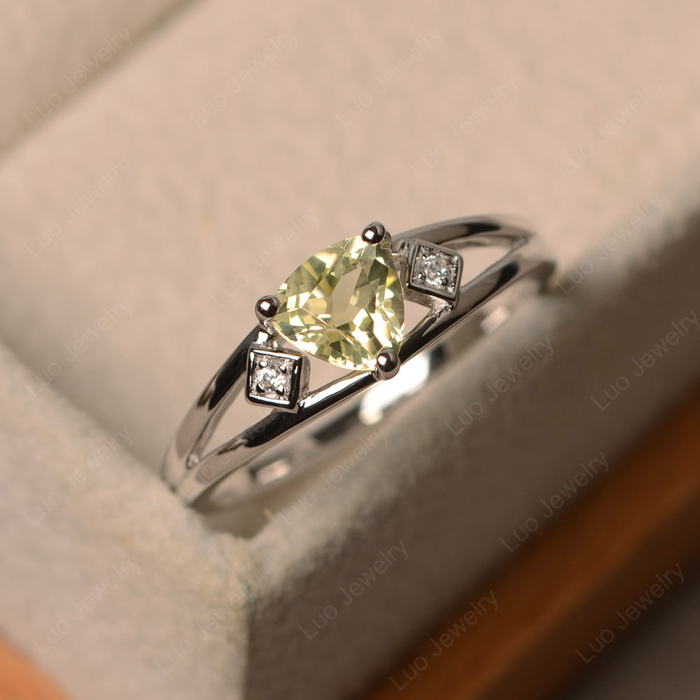 Trillion Cut Lemon Quartz Engagement Ring - LUO Jewelry