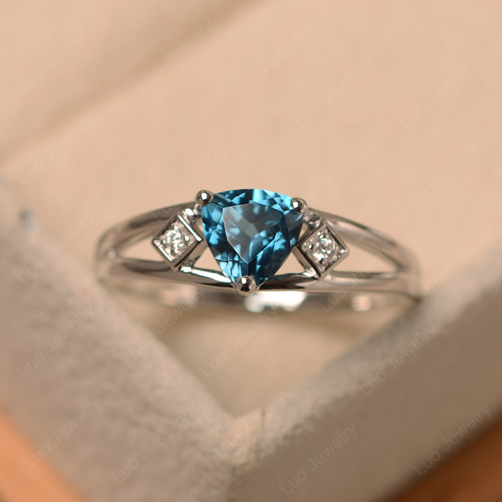 Trillion Cut London Blue Topaz Engagement Ring - LUO Jewelry