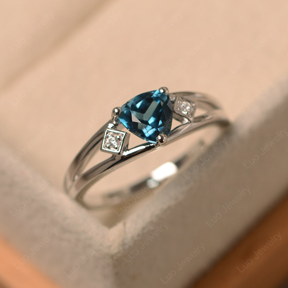 Trillion Cut London Blue Topaz Engagement Ring - LUO Jewelry