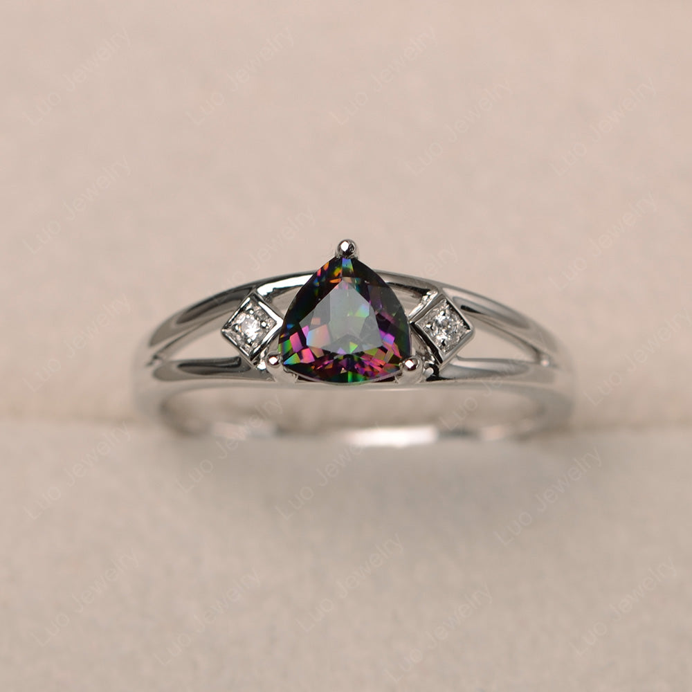 Trillion Cut Mystic Topaz Engagement Ring - LUO Jewelry