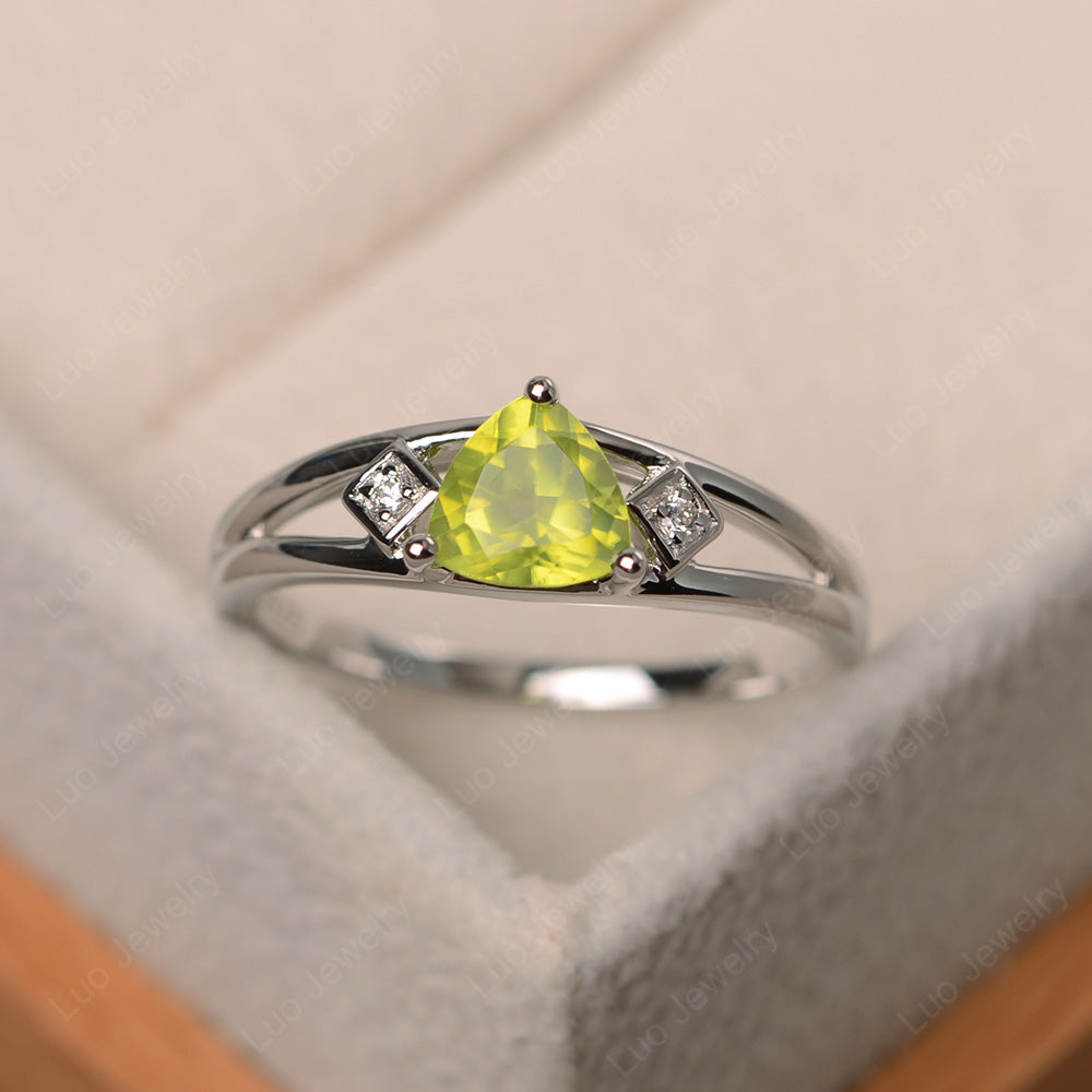 Trillion Cut Peridot Engagement Ring - LUO Jewelry