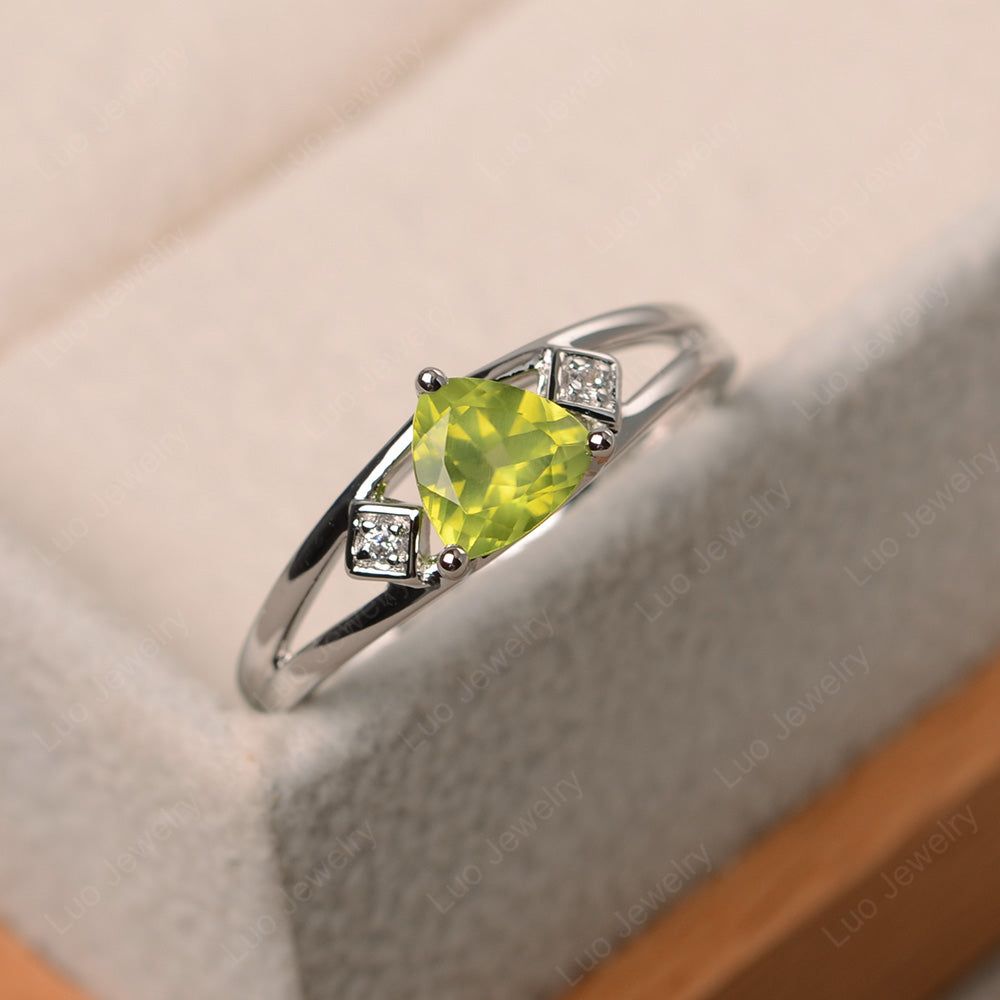 Trillion Cut Peridot Engagement Ring - LUO Jewelry