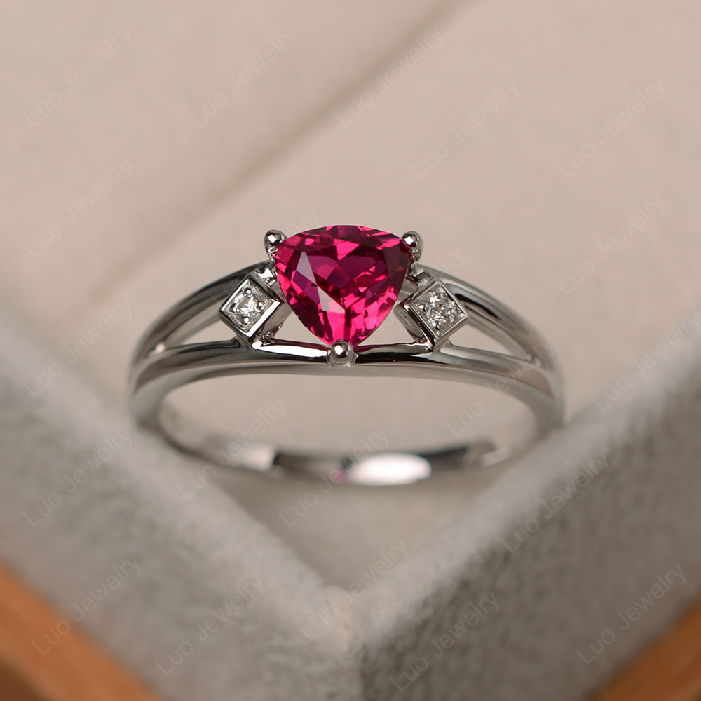 Trillion Cut Ruby Engagement Ring - LUO Jewelry