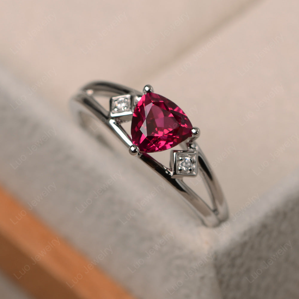 Trillion Cut Ruby Engagement Ring - LUO Jewelry