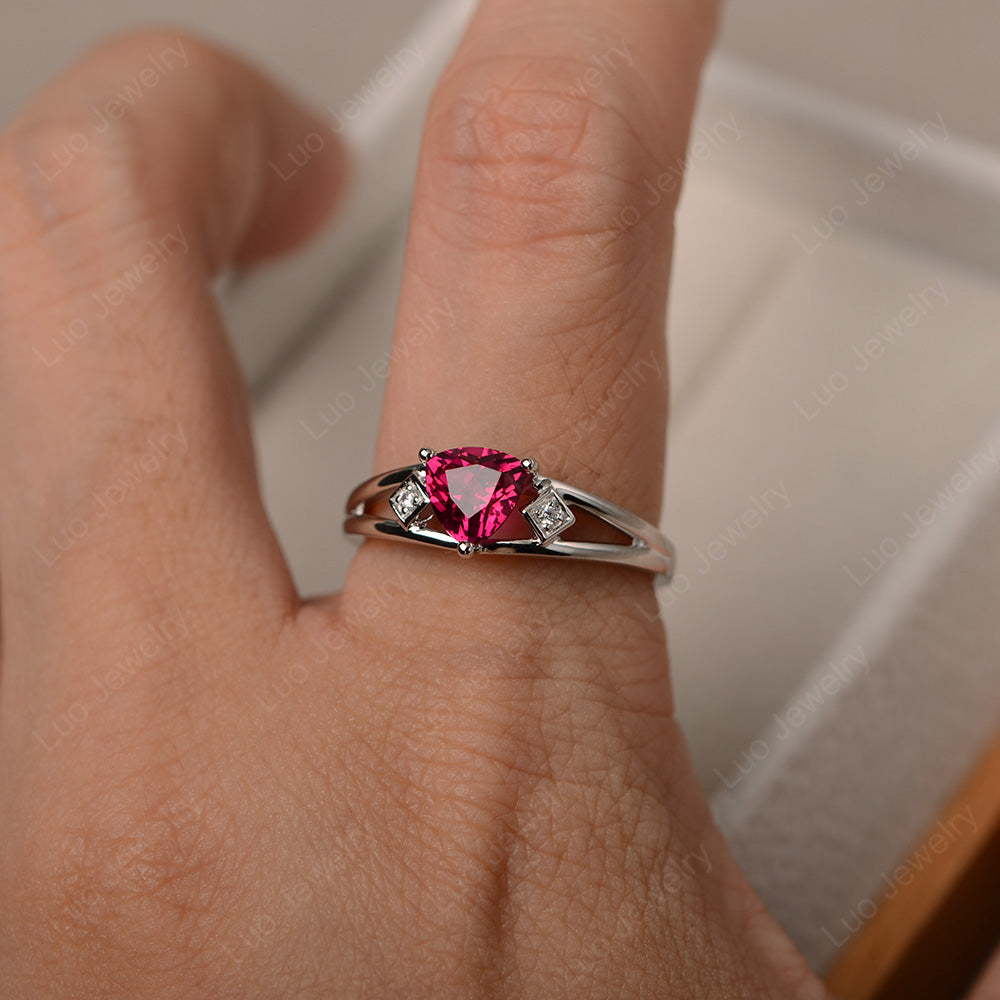 Trillion Cut Ruby Engagement Ring - LUO Jewelry