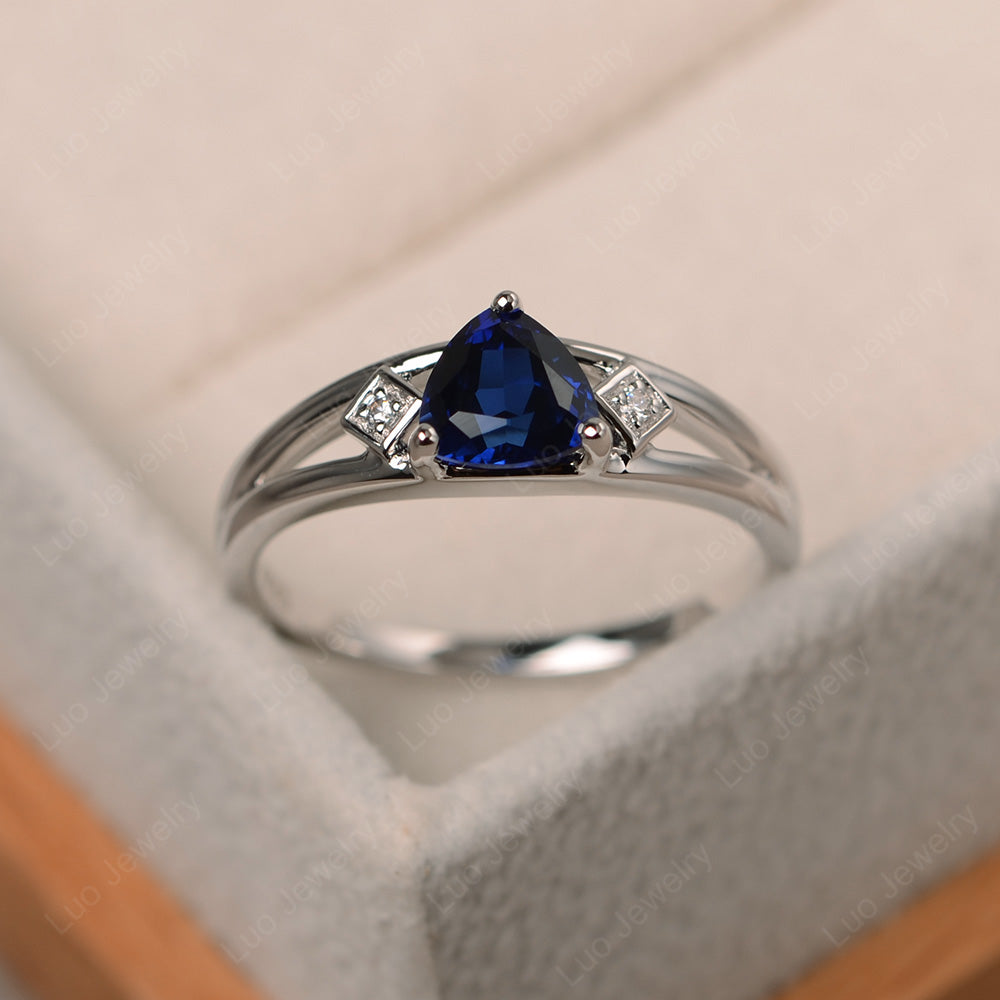 Trillion Cut Lab Sapphire Engagement Ring - LUO Jewelry