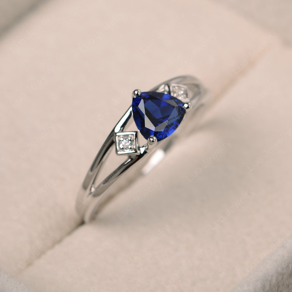 Trillion Cut Lab Sapphire Engagement Ring - LUO Jewelry