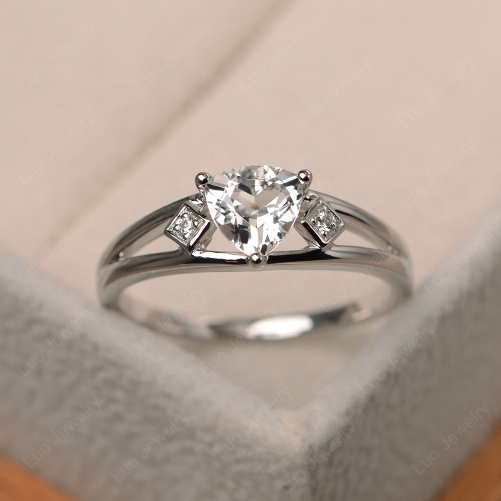 Trillion Cut White Topaz Engagement Ring - LUO Jewelry