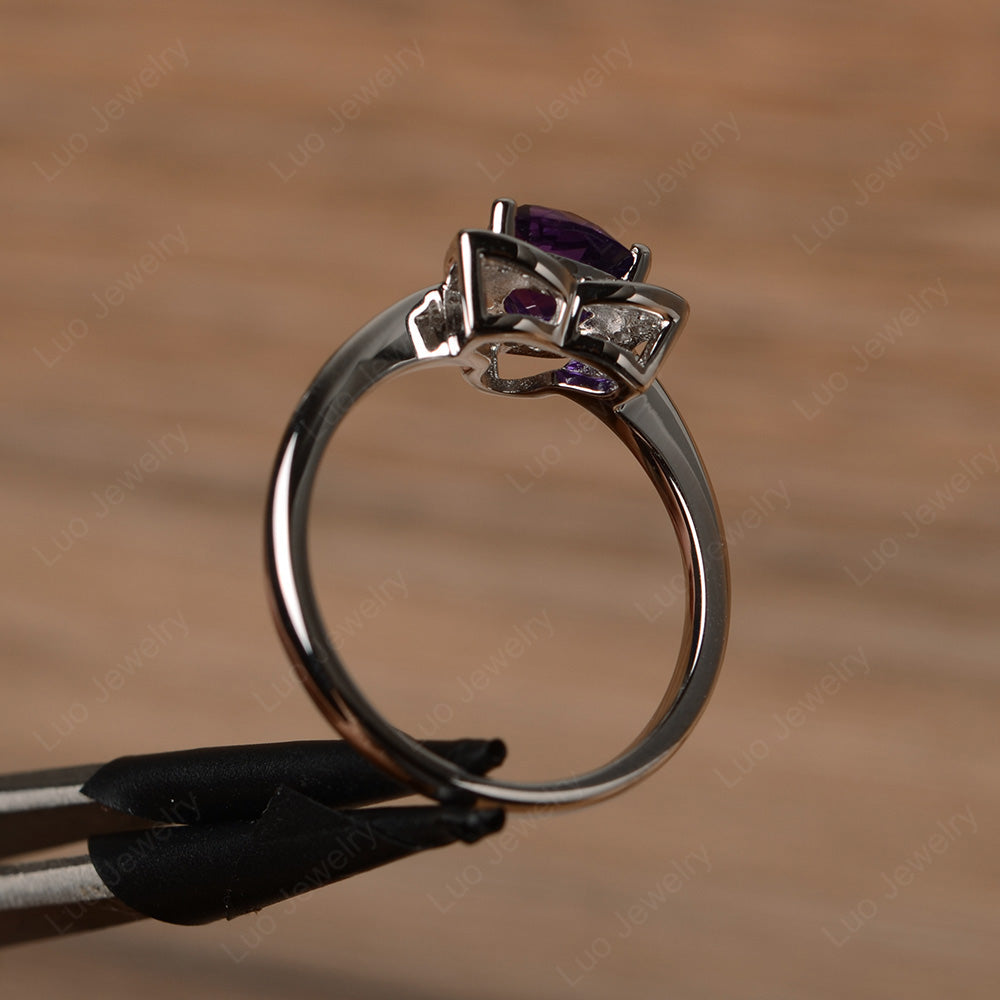 Trillion Cut Amethyst Flower Wedding Ring - LUO Jewelry