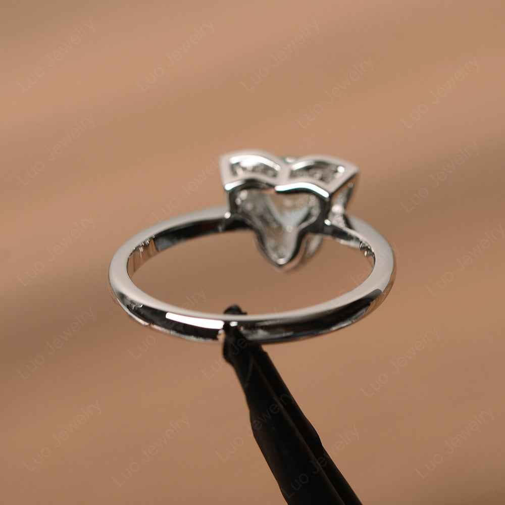 Trillion Cut Aquamarine Flower Wedding Ring - LUO Jewelry