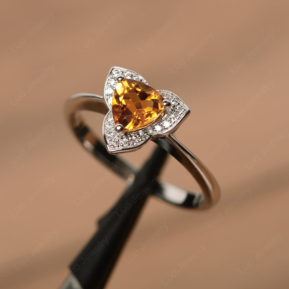 Trillion Cut Citrine Flower Wedding Ring - LUO Jewelry