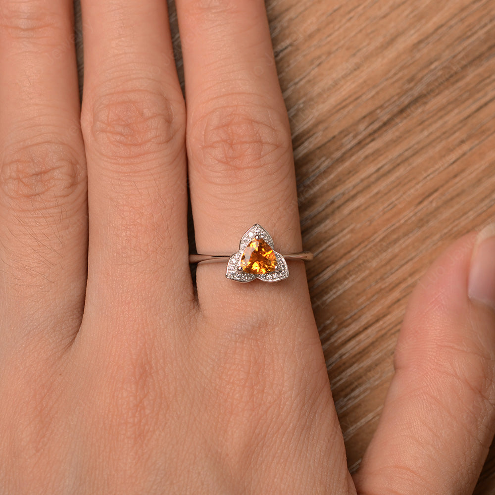 Trillion Cut Citrine Flower Wedding Ring - LUO Jewelry