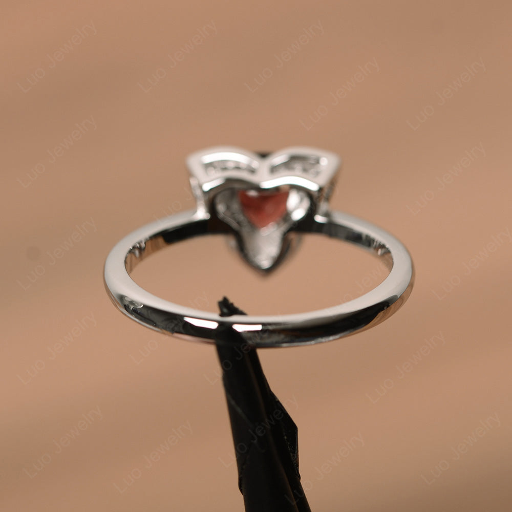 Trillion Cut Garnet Flower Wedding Ring - LUO Jewelry