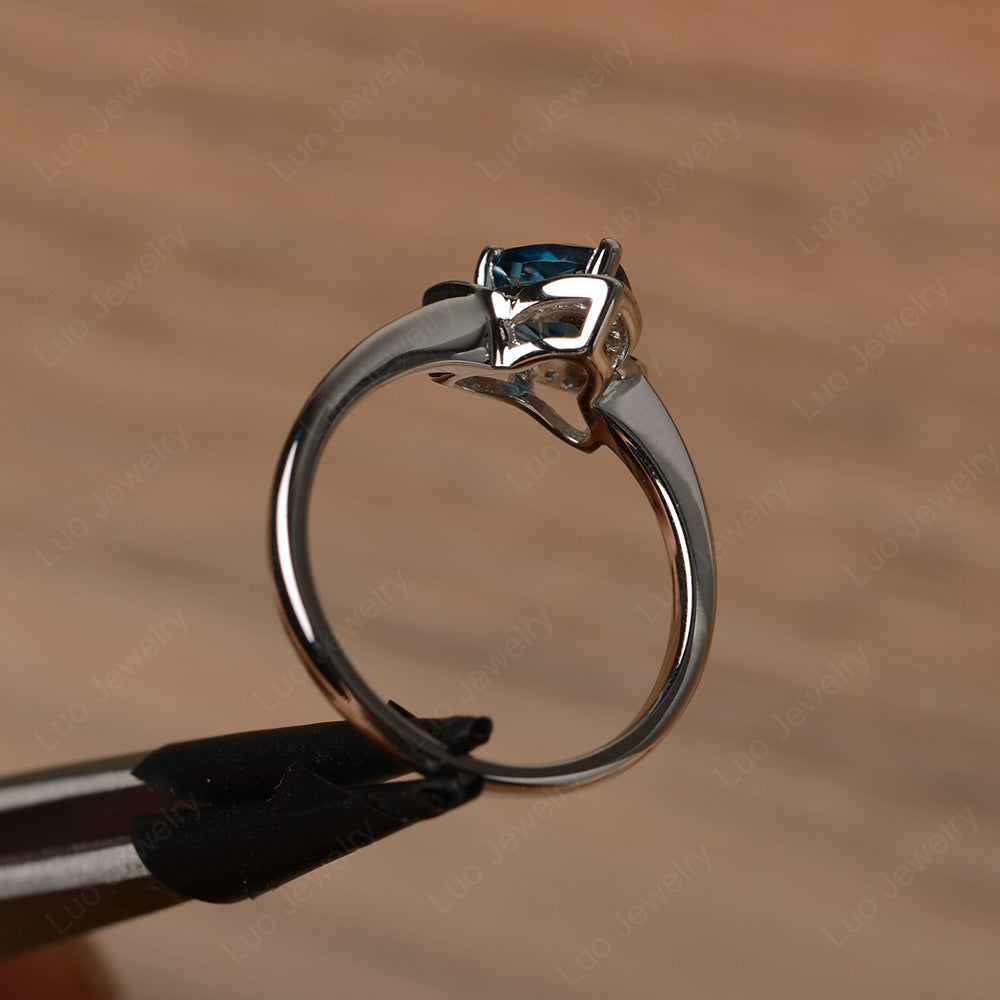 Trillion Cut London Blue Topaz Flower Wedding Ring - LUO Jewelry